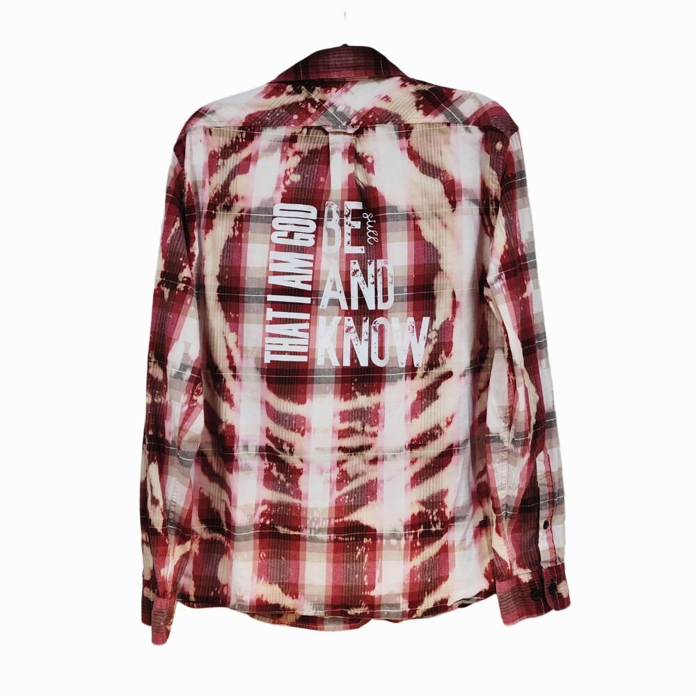 In The Waiting God Is Working Repurposed Christian Theme Plaid Shirt, XXL